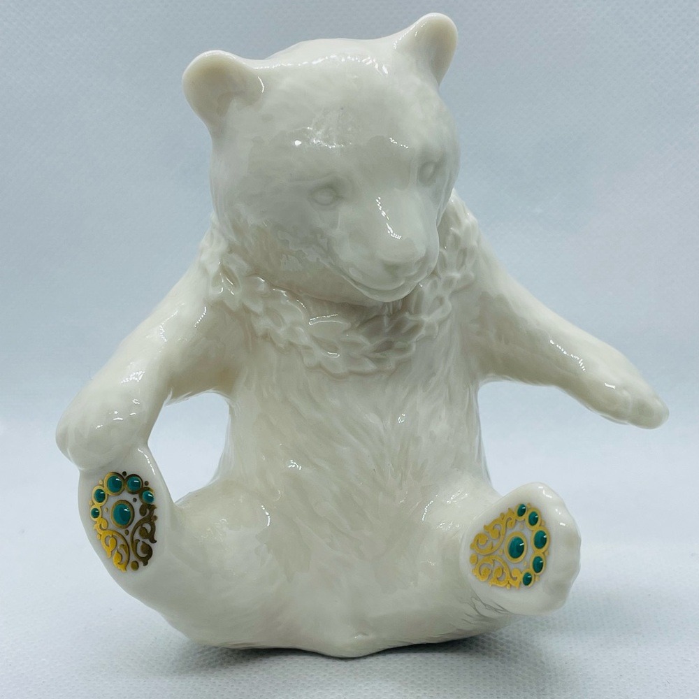 Vintage Lenox Bear China Jewels Collection Sitting 4" Figurine 1991 Collectible